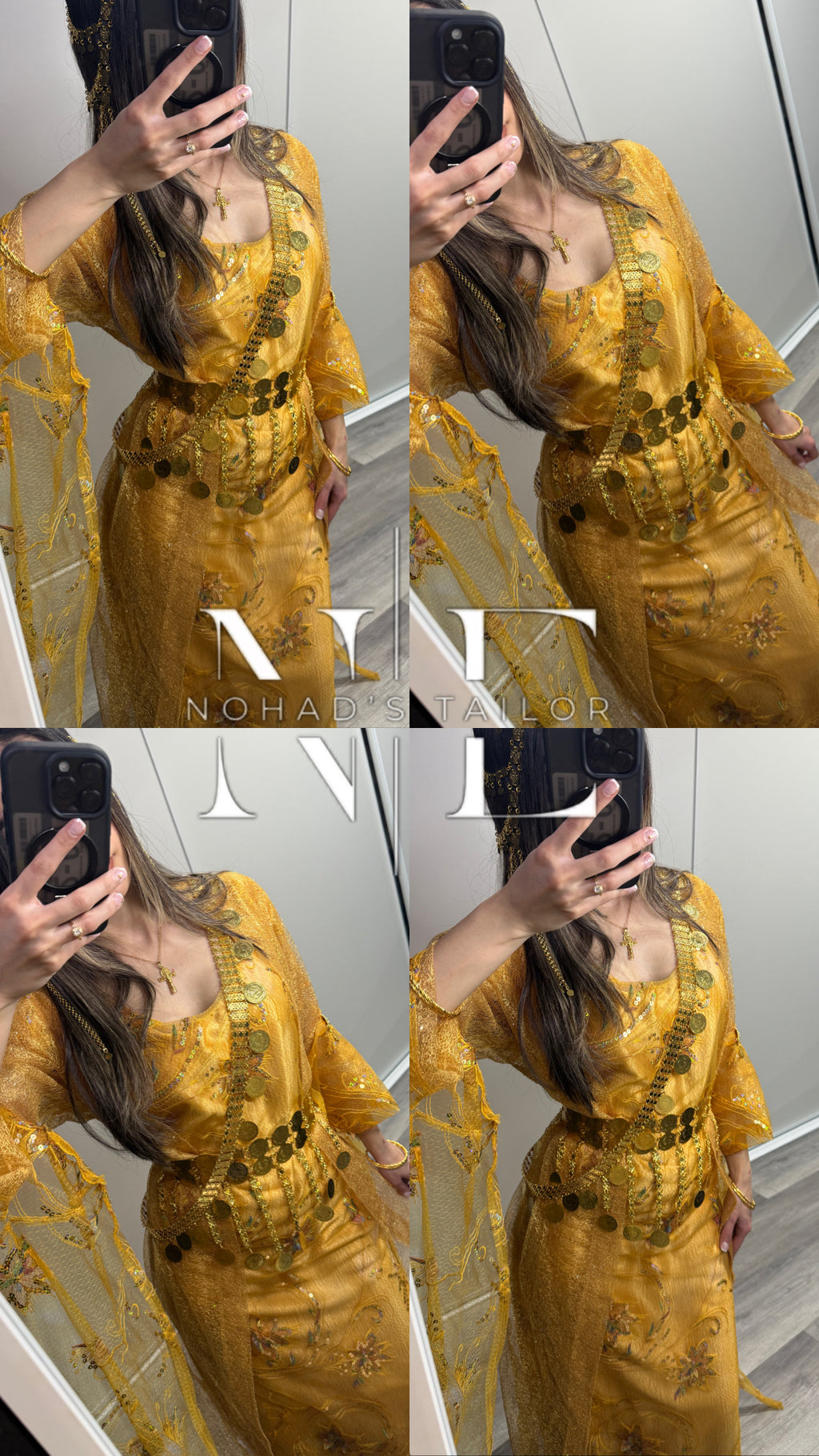 Gold/Yellow Shimmer Kurdish Gown (Jilli Kurdi)