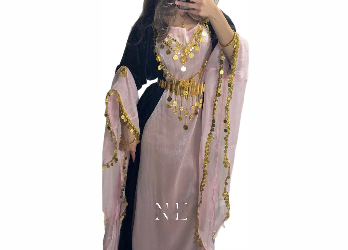Pink Chiffon and Black Velvet Kurdish Collection