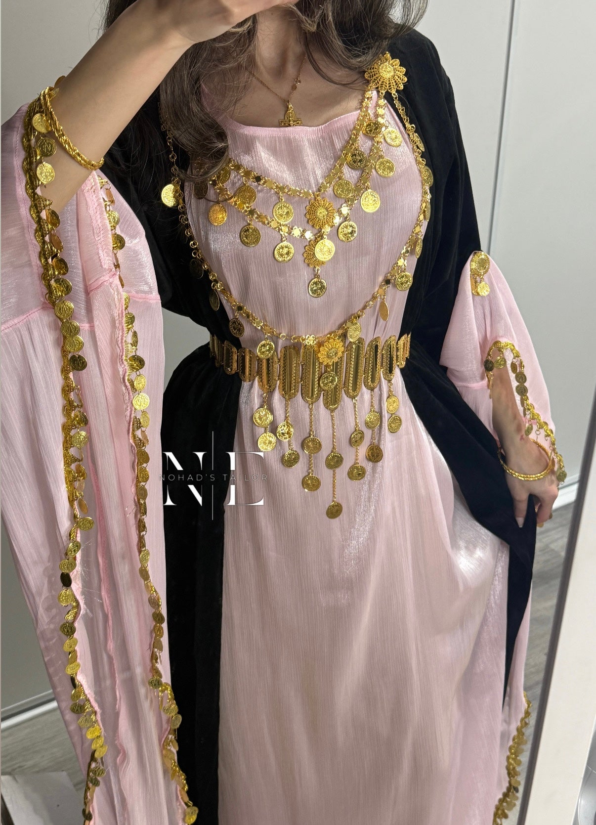 Blush pink chiffon Kurdish Gown (Jili Kurdi)
