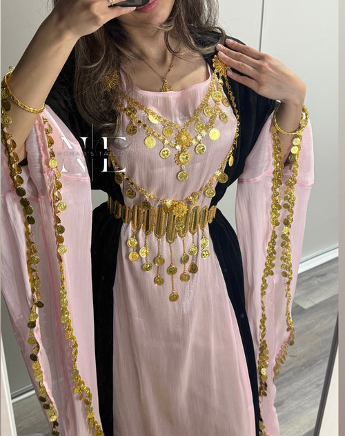 Blush pink chiffon Kurdish Gown (Jili Kurdi)