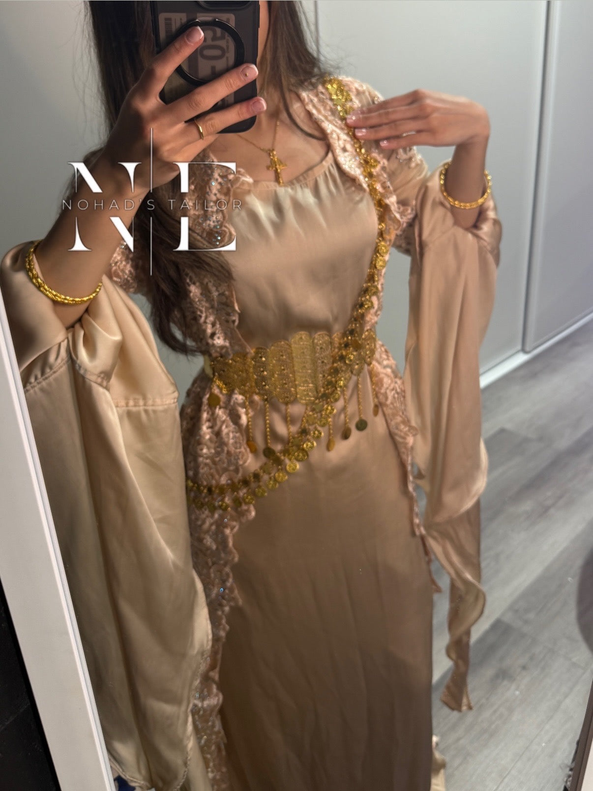 Nude Floral Kurdish Gown (Jilli Kurdi)