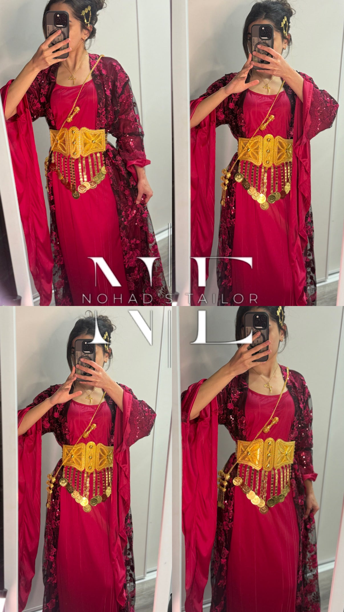 Hot pink and Black Kurdish Gown (Jilli Kurdi)