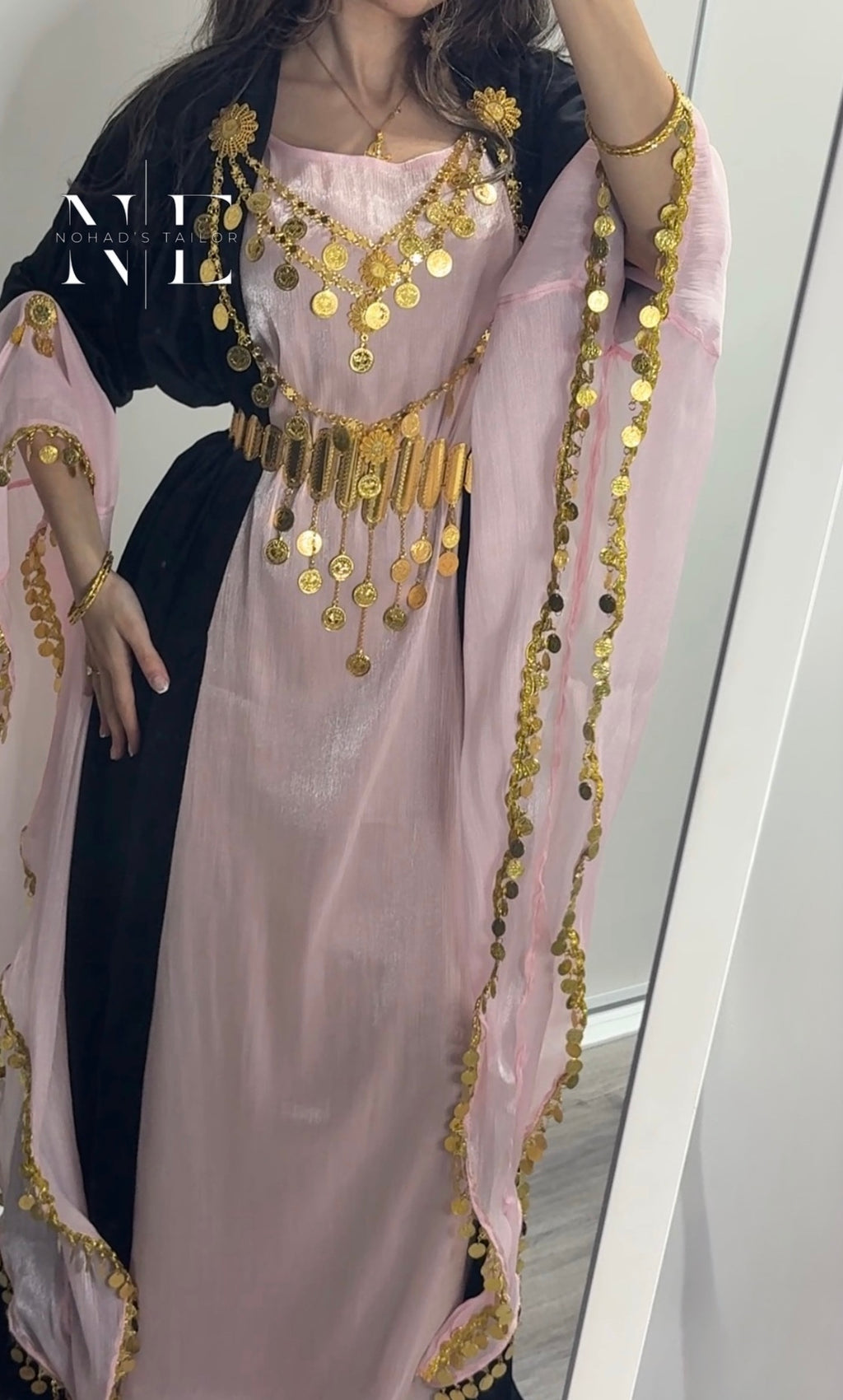 Blush pink chiffon Kurdish Gown (Jili Kurdi)