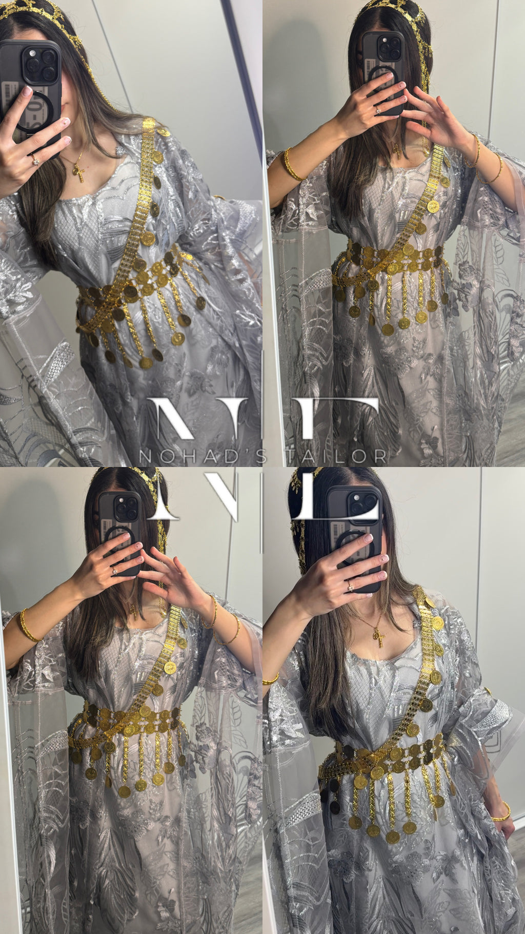 Grey Floral Kurdish Gown (Jilli Kurdi)