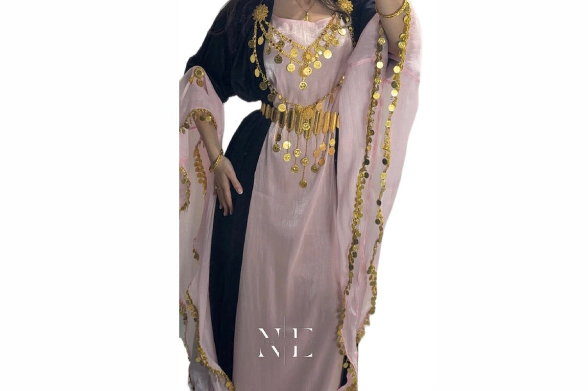 Pink Chiffon and Black Velvet Kurdish Collection
