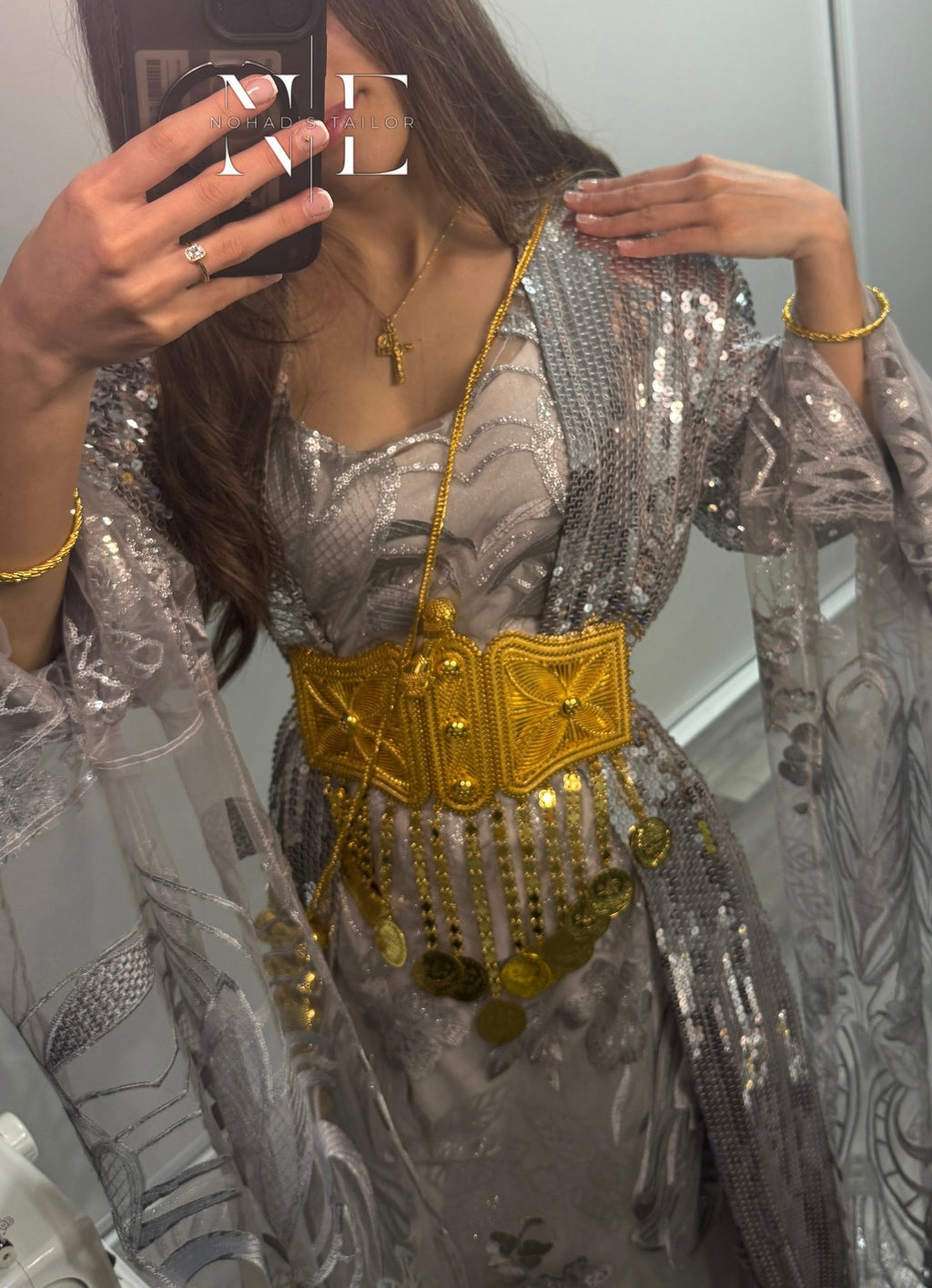 Silver/Grey sequin Kurdish Gown (Jilli Kurdi)
