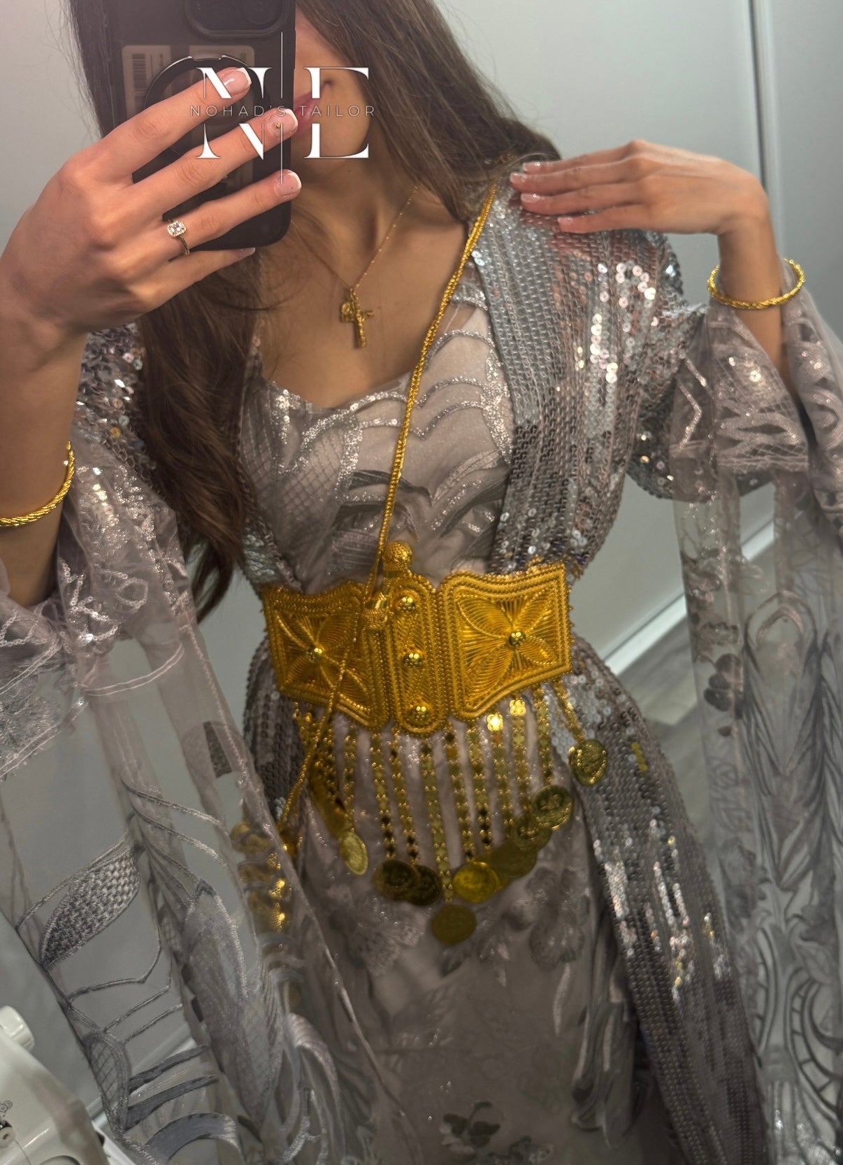 Silver/Grey sequin Kurdish Gown (Jilli Kurdi)