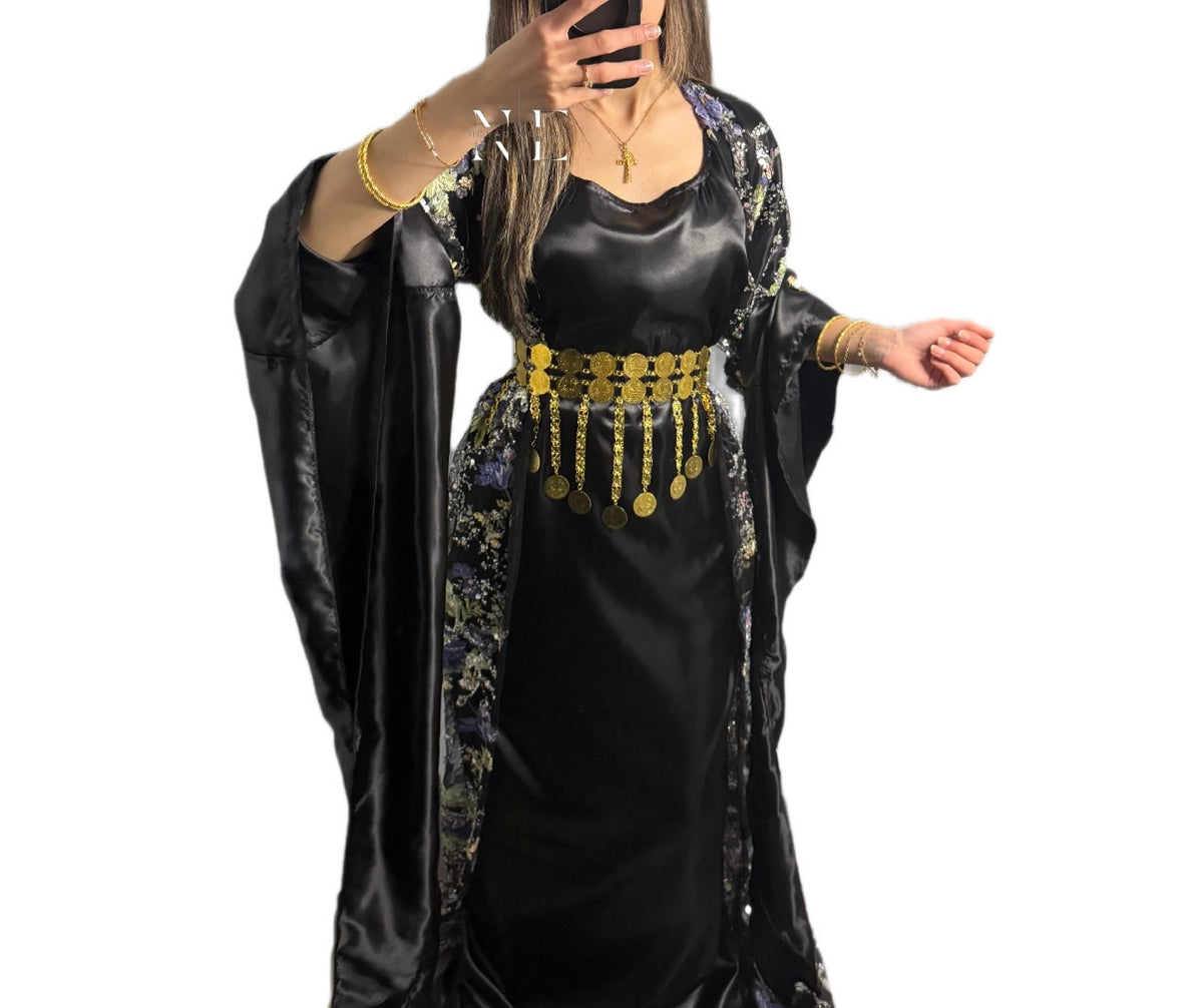 Purple and Black Embroidery Kurdish Clothes Collection