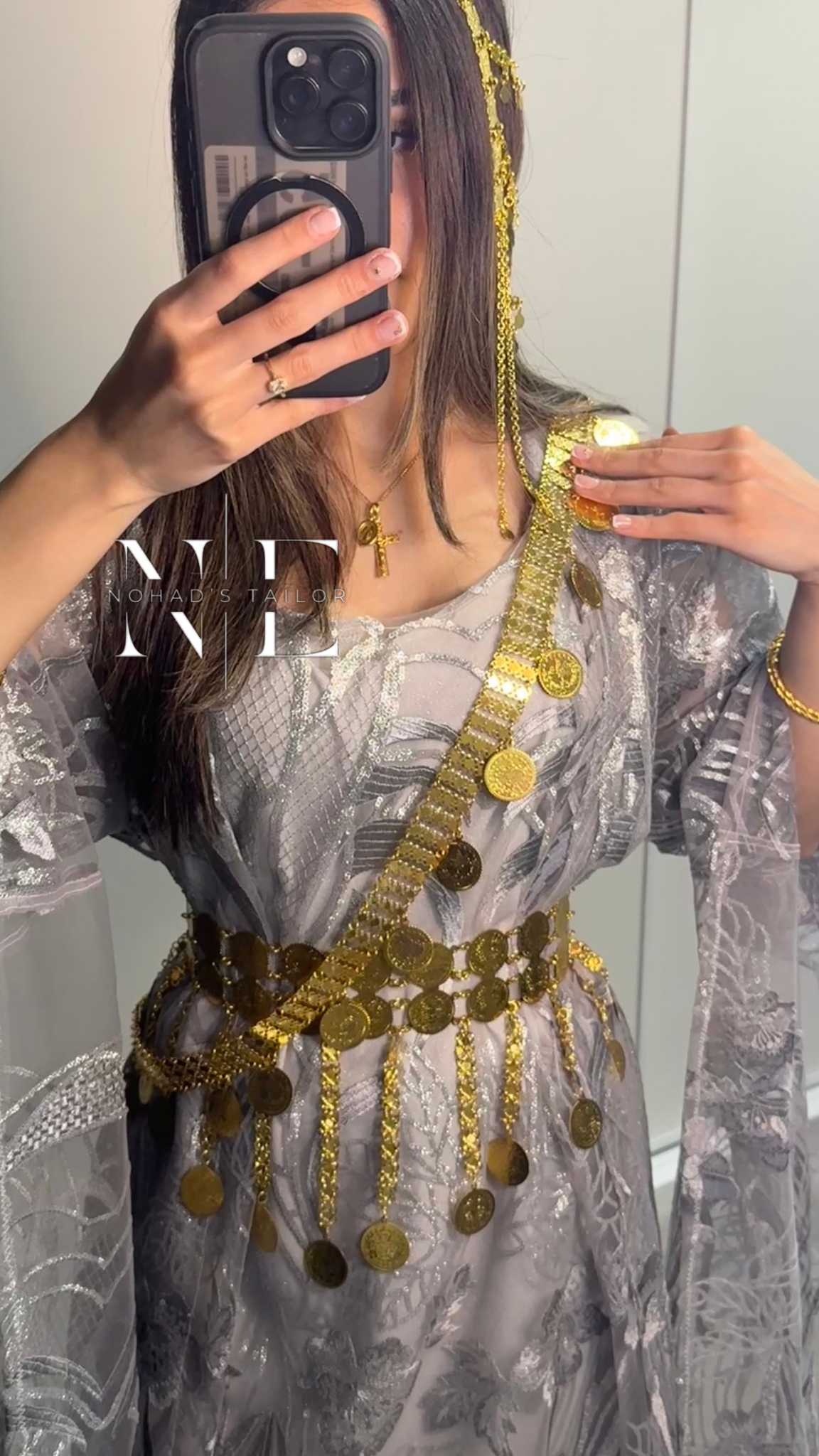 Grey Floral Kurdish Gown (Jilli Kurdi)