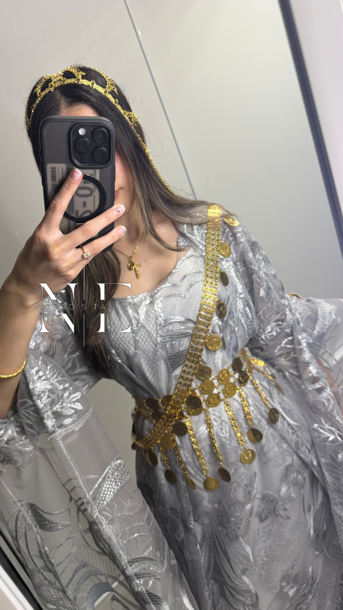 Grey Floral Kurdish Gown (Jilli Kurdi)