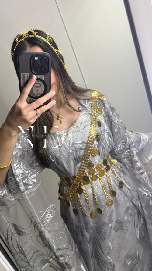 Grey Floral Kurdish Gown (Jilli Kurdi)