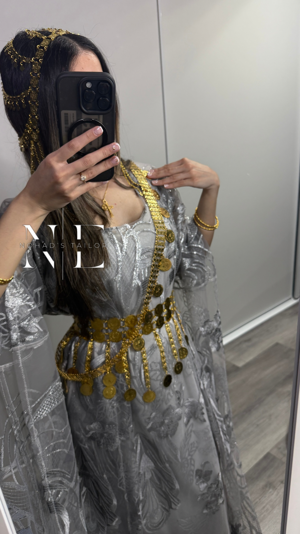 Grey Floral Kurdish Gown (Jilli Kurdi)