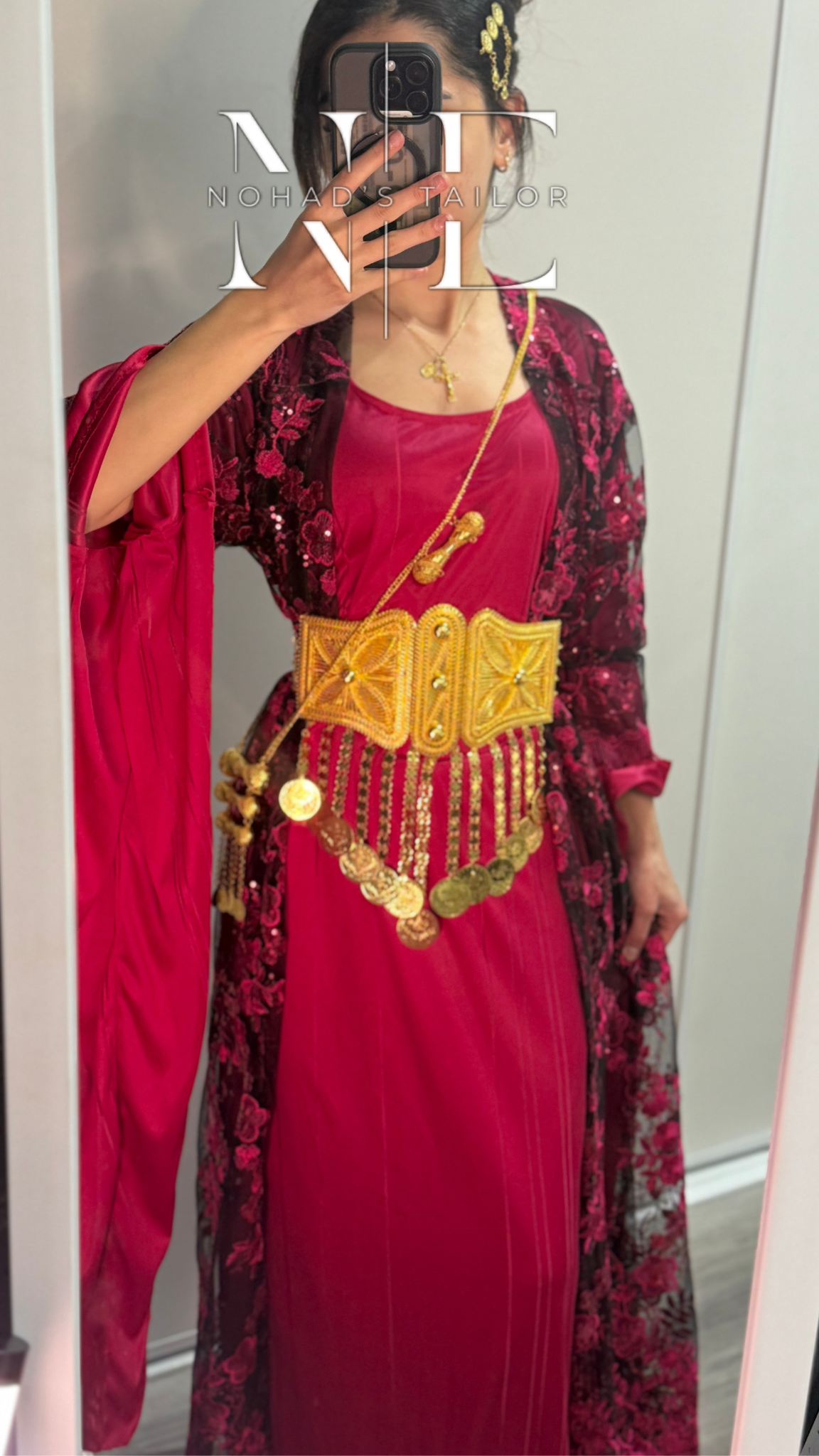 Hot pink and Black Kurdish Gown (Jilli Kurdi)