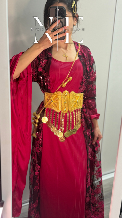 Hot pink and Black Kurdish Gown (Jilli Kurdi)