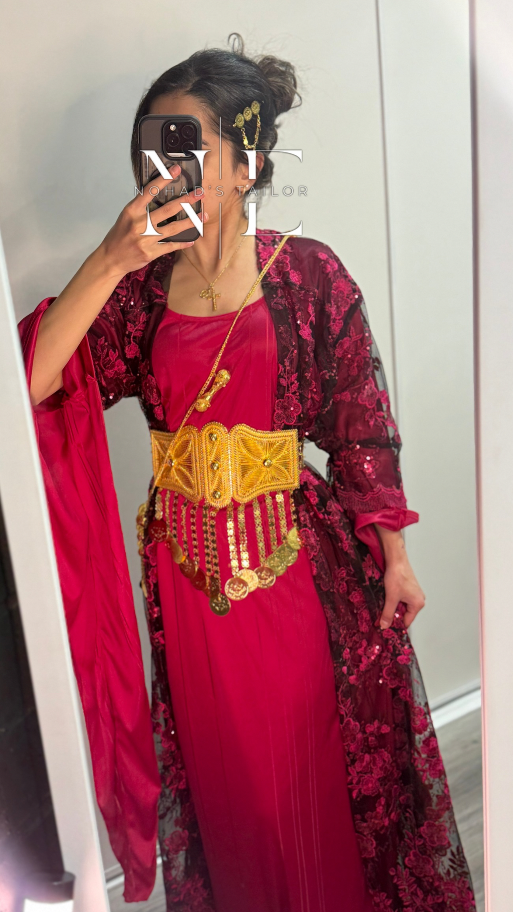 Hot pink and Black Kurdish Gown (Jilli Kurdi)