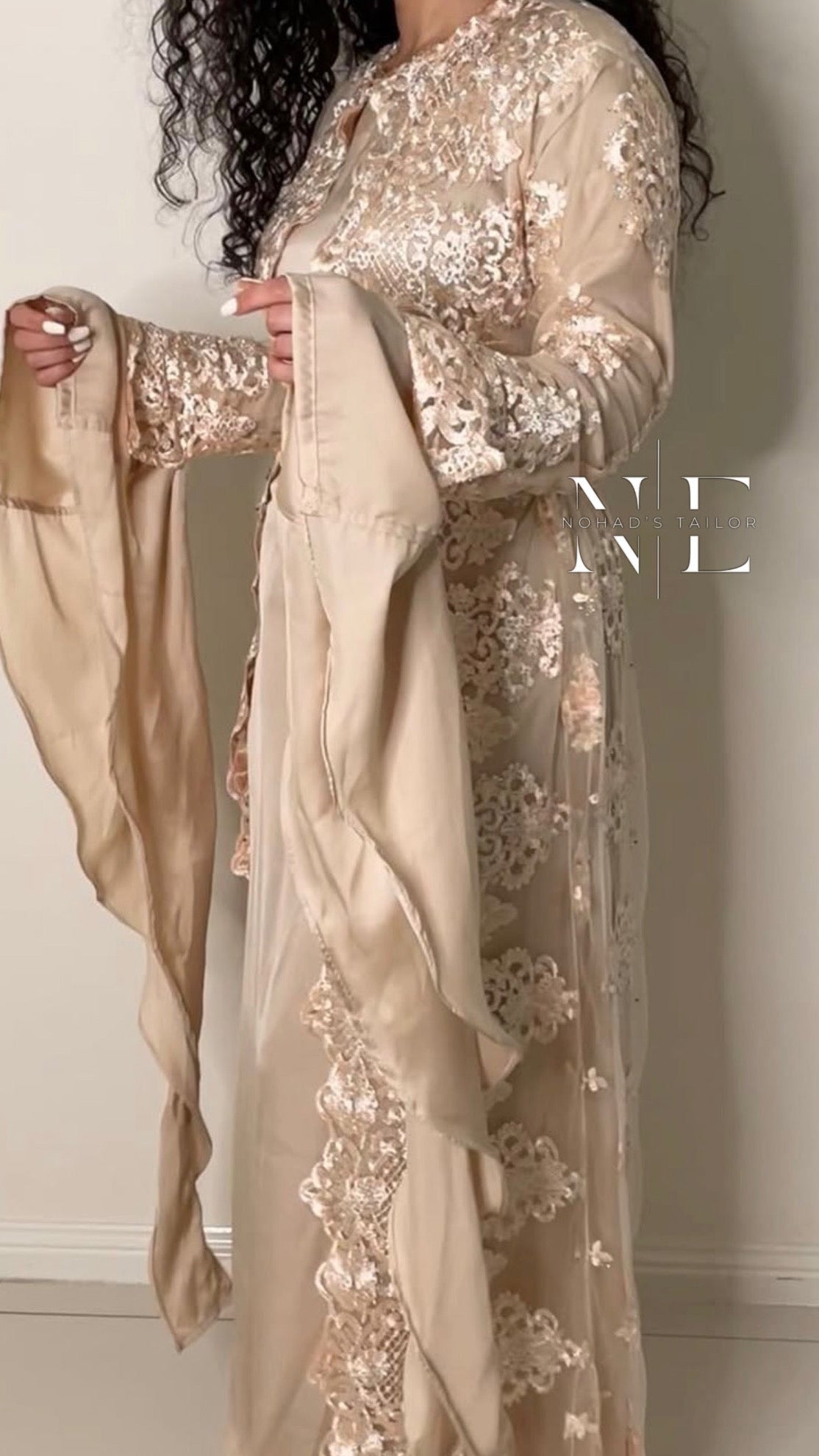 Nude Floral Kurdish Gown (Jilli Kurdi)