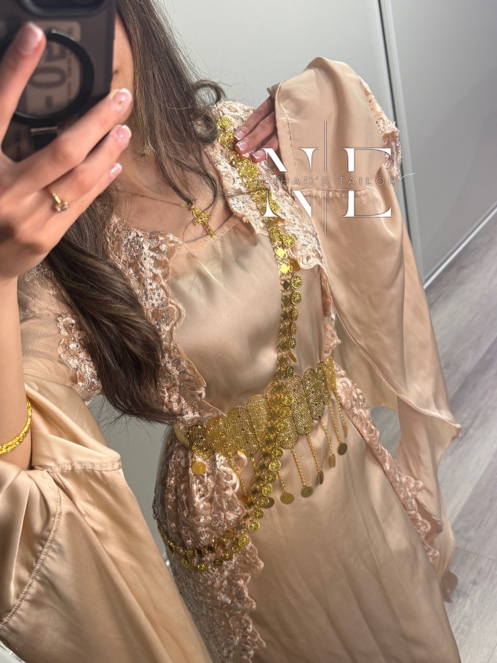 Nude Floral Kurdish Gown (Jilli Kurdi)