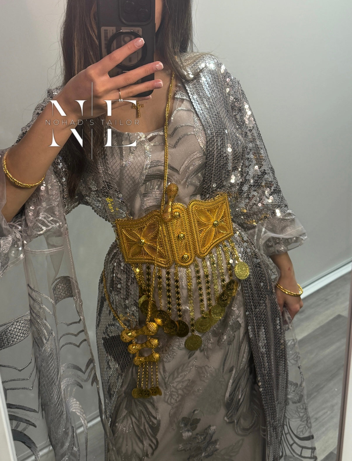 Silver/Grey sequin Kurdish Gown (Jilli Kurdi)