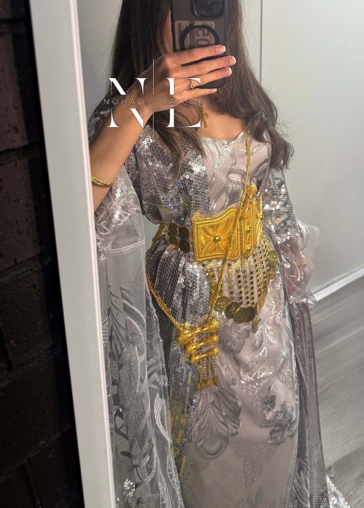Silver/Grey sequin Kurdish Gown (Jilli Kurdi)
