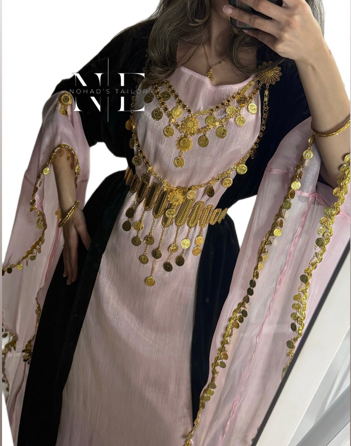 Pink Chiffon and Black Velvet Kurdish Collection