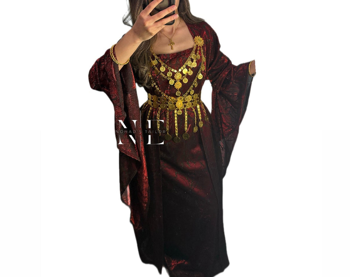 Deep Burgundy Kurdish Clothes