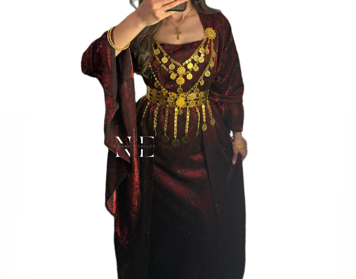 Deep Burgundy Kurdish Clothes