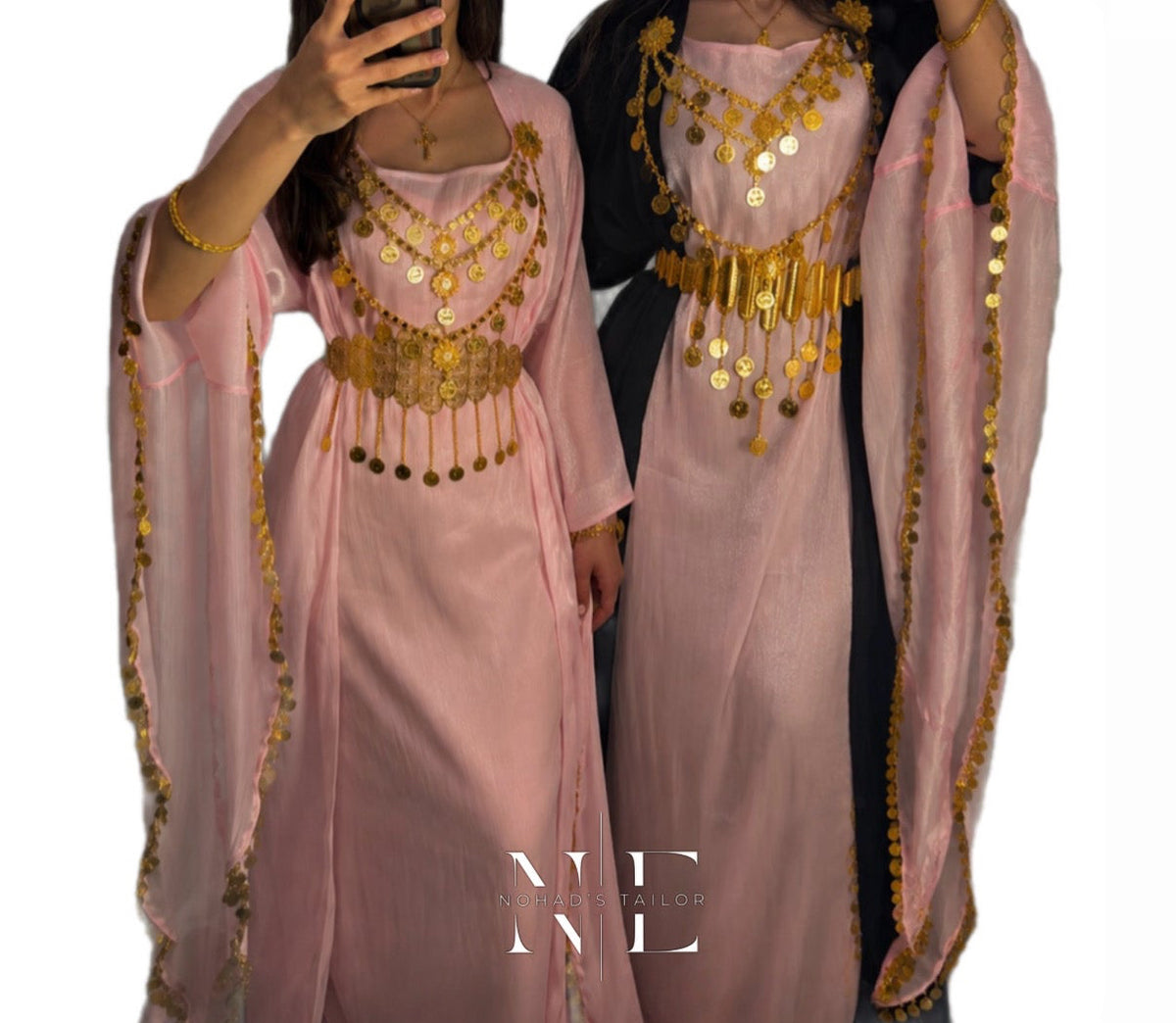 Pink Chiffon and Black Velvet Kurdish Collection
