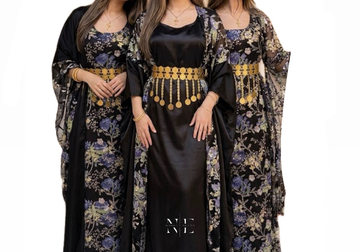 Purple and Black Embroidery Kurdish Clothes Collection