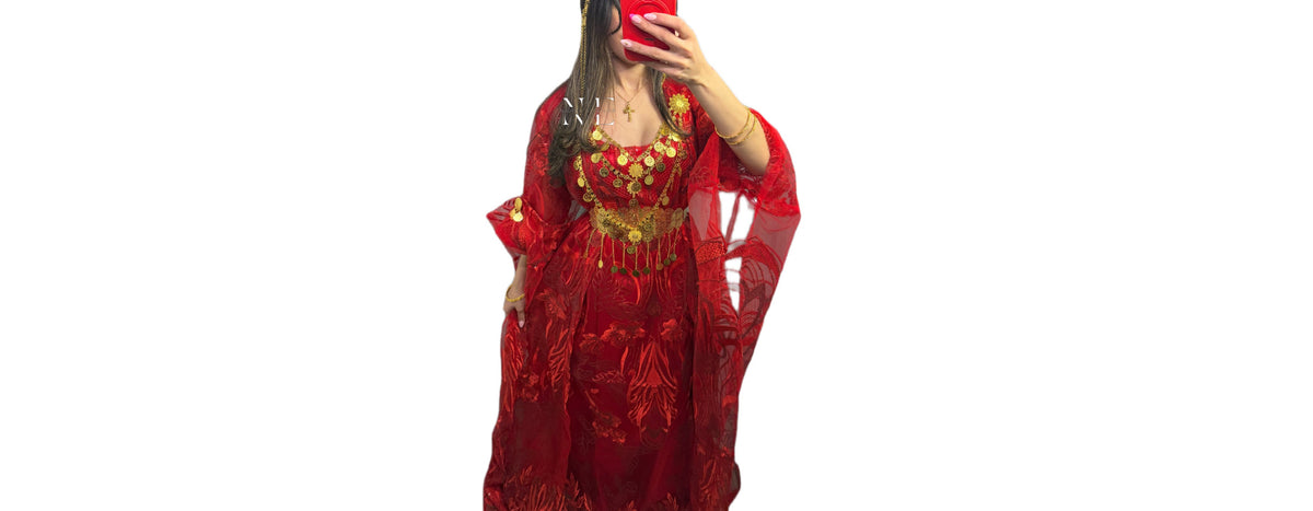 Red Lace Kurdish Clothes