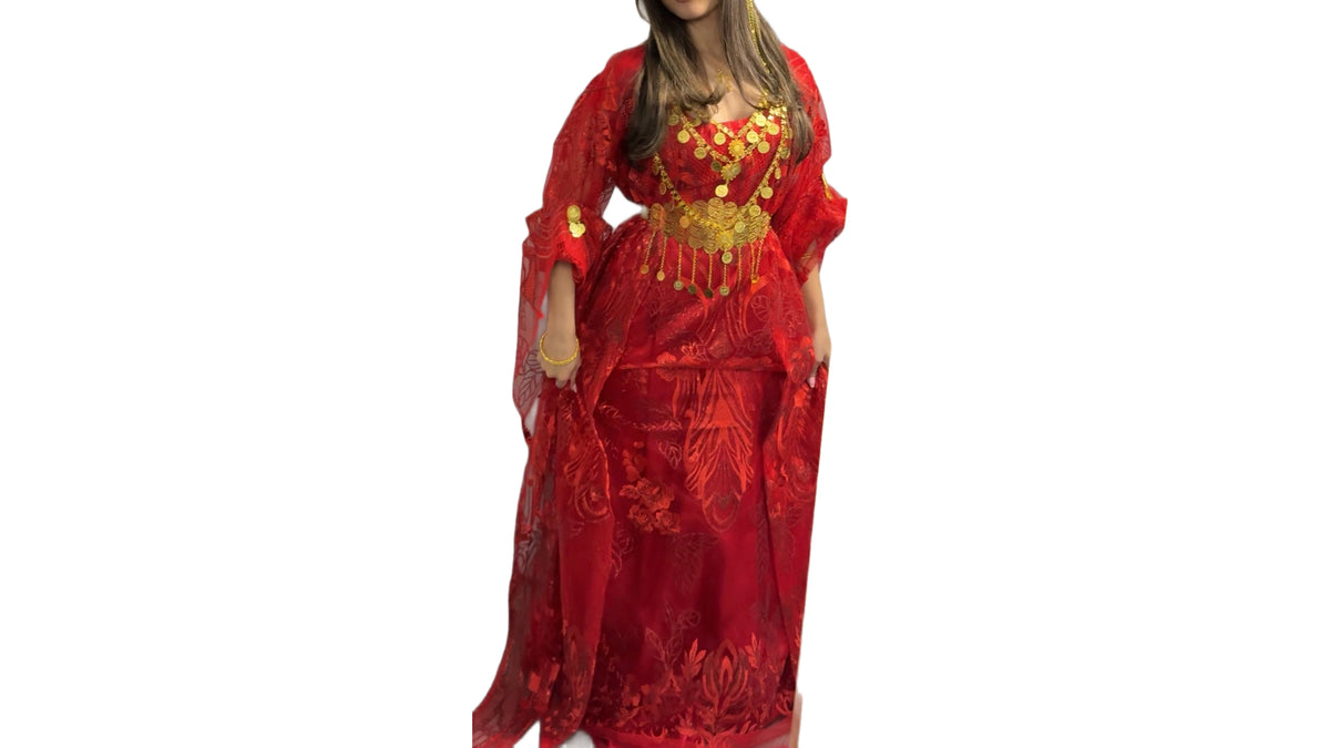 Red Lace Kurdish Clothes