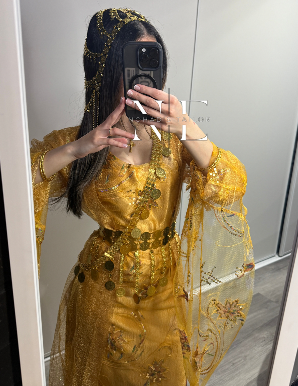 Gold/Yellow Shimmer Kurdish Gown (Jilli Kurdi)