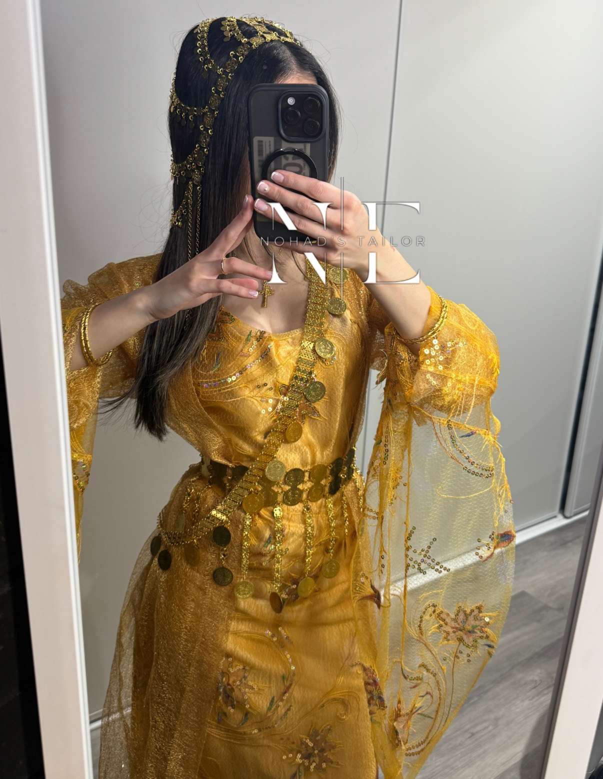Gold/Yellow Shimmer Kurdish Gown (Jilli Kurdi)