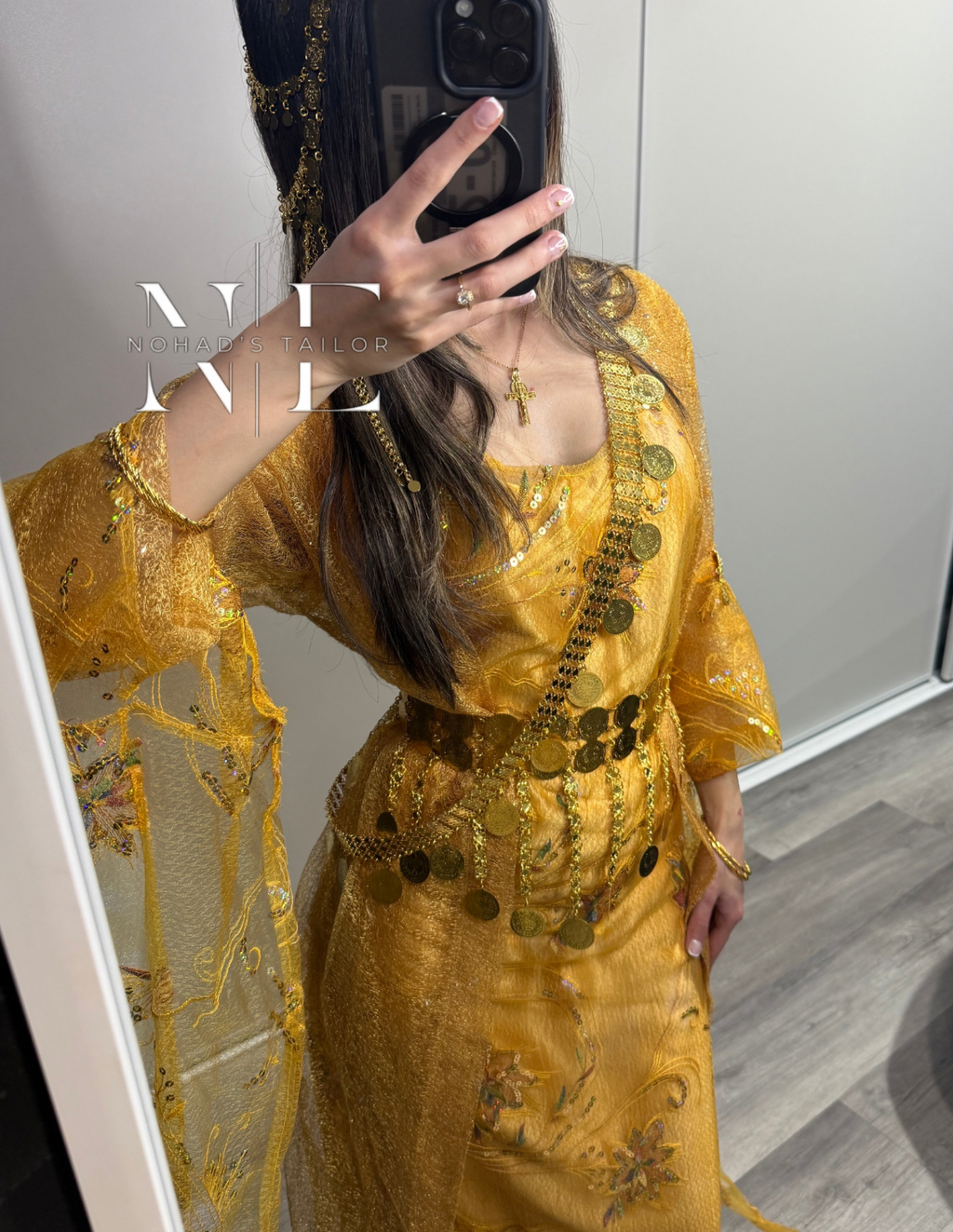 Gold/Yellow Shimmer Kurdish Gown (Jilli Kurdi)